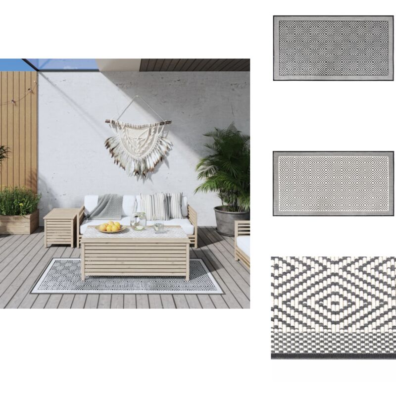Vidaxl - Tapis d'extérieur gris et blanc 80x150 cm design réversible - Tapis Exterieure - Tapis De Jardin - Tapis Reversible - Tapis Polypropylène