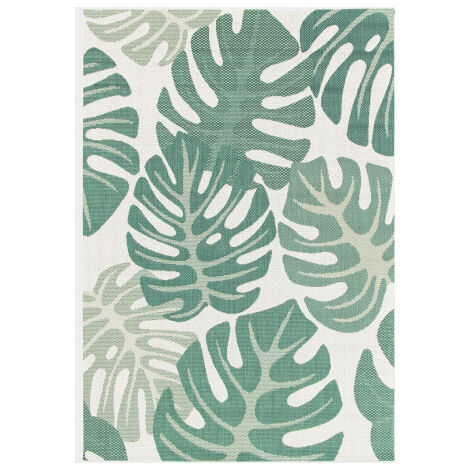 Tapis d'extérieur ou de salon - Green Tropical - Vert et écru - 120 x 170 cm