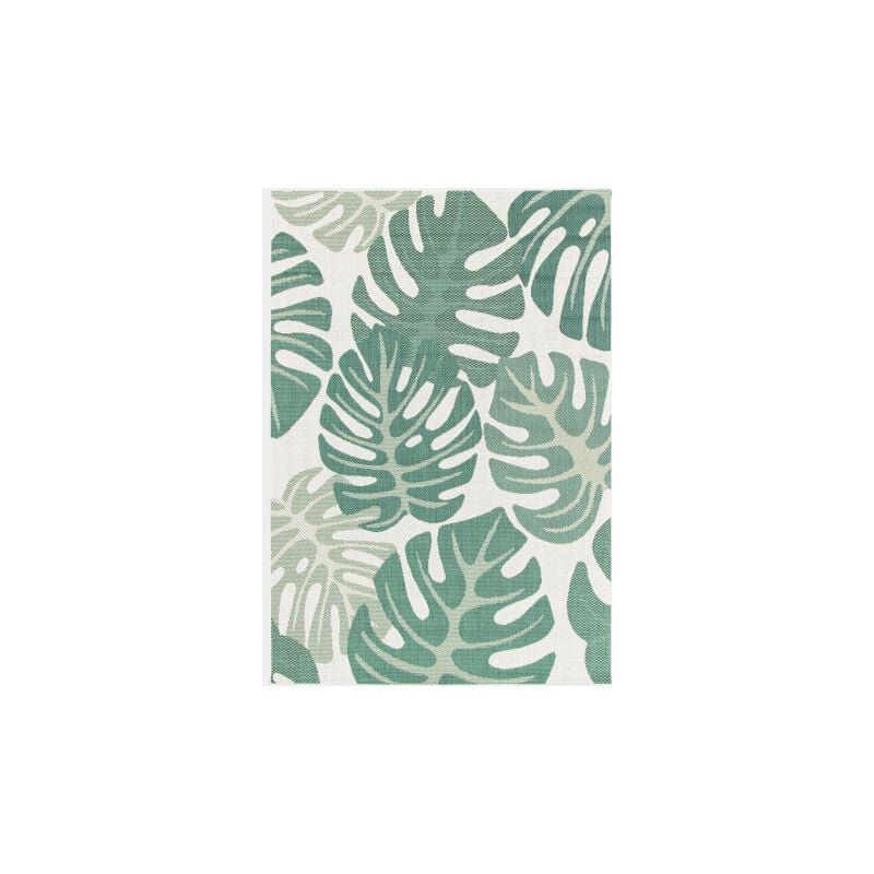 Décoweb - Tapis d'extérieur ou de salon - Green Tropical - Vert et écru - 200 x 290 cm