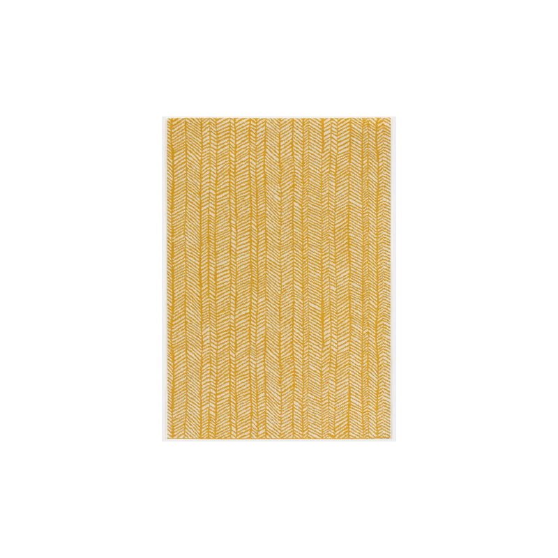 Décoweb - Tapis d'extérieur ou de salon - Motifs graphiques - Jaune et crème - 80 x 150 cm