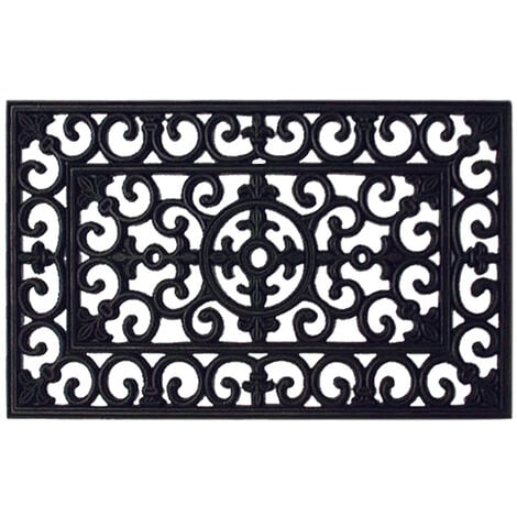 Tapis Gratte-pieds Extérieur En Caoutchouc Coloris Noir - Dim : 33 X 56 Cm