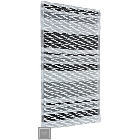 Tapis D’Extérieur/ Plein air- Polypropyléne - noir blanc et gris - 180 x 90