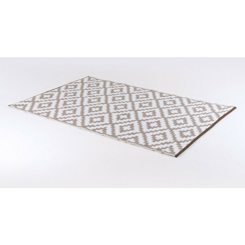 Edenjardinalfombras - Tapis d'extérieur rectangulaire 90 x 150 cm, couleur blanc et taupe