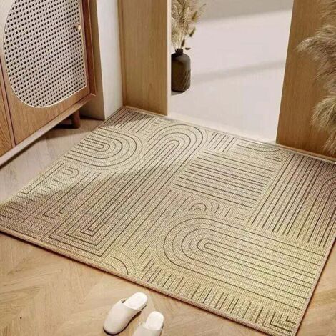 Tapis d'extérieur résistant aux intempéries Coureur Long AspectLin Jardin terrasse Balcon Beige/Naturel 40x60 cm