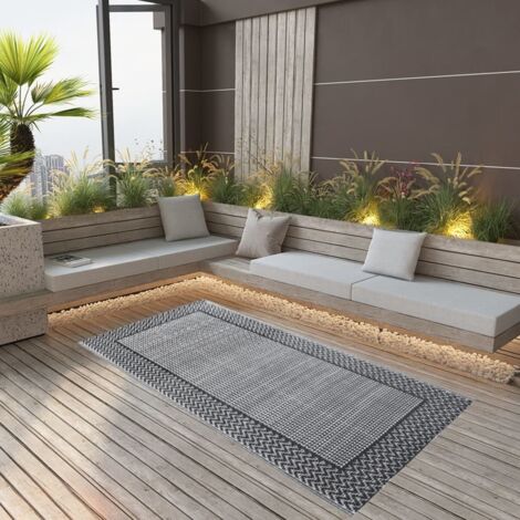 Tapis d'extérieur résistant aux UV, Tapis Pour Terrasse, Jardin, Balcon Gris 120x180 cm PP FYH19012