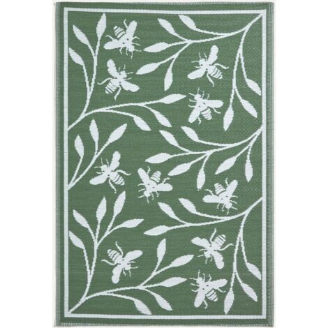 Tapis d’extérieur réversible terrasse HOMESCAPES Tapis de jardin Vert 180x12