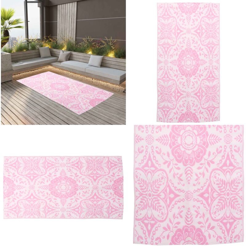 Tapis d'extérieur arakil rose 120x180 cm pp - Tapis D'extérieur - Tapis De Terrasse - Tapis De Balcon - Tapis Rose - Tapis Jacquard - Home & Living