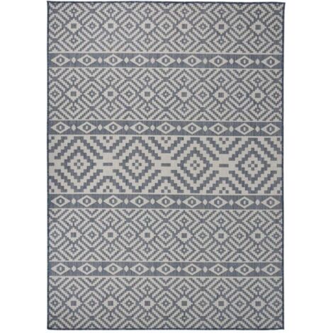 Tapis d'extérieur tissé uni, tapis de jardin, tapis de balcon 200x280 cm à rayures bleues FYH20655