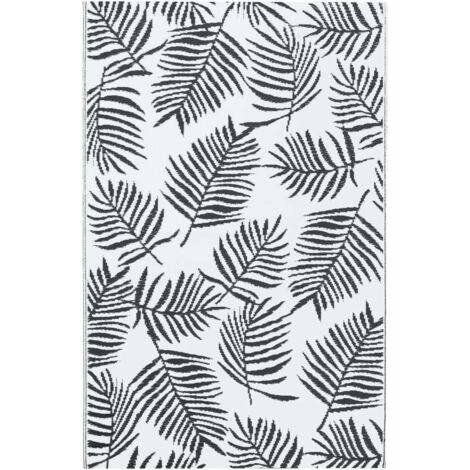 Tapis d'extérieur，Tapis de jardin Blanc et noir 160x230 cm PP CFW599299