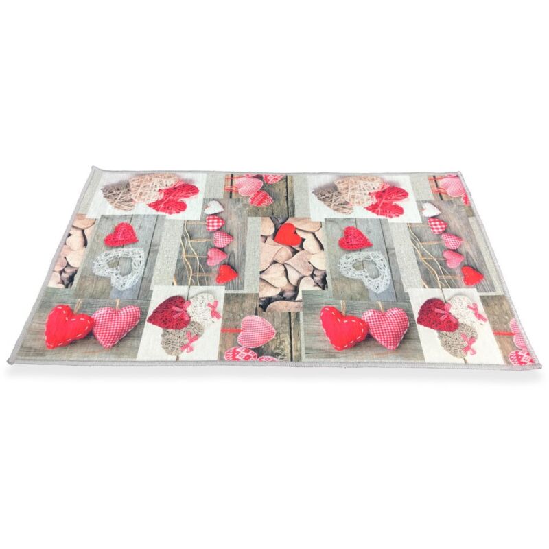 TAPIS D'IMPRESSION NUMÉRIQUE, DE LA SOIE COMME LE SATIN MINABLE ROUGE CŒUR DU TYROL Cm. 70x120
