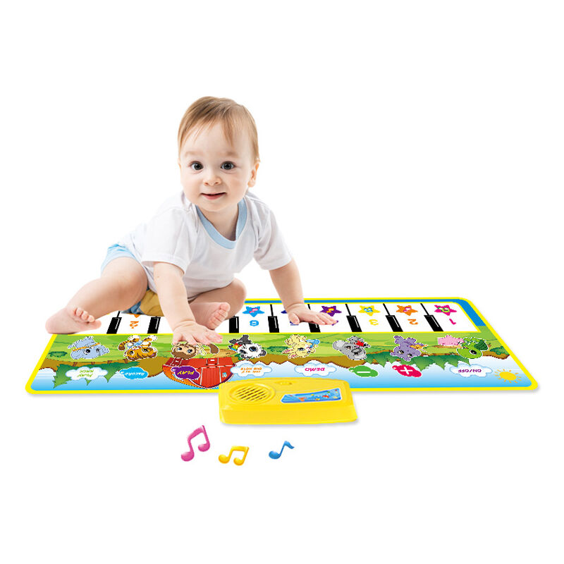 Ensoleille - Tapis d'instruments pour enfants Tapis de musique Tapis de piano animal Tapis vert pour pédale de bébé