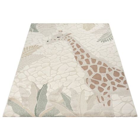 Tapis d'intérieur pour enfants -Jungle Kids - Couleur crème - 200 x 290 cm - Fibres synthétiques