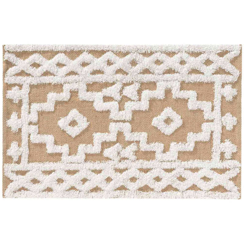 Douceur D'intérieur - tapis rectangle 60 x 90 cm jute uni+coton uni medine Beige 60x90 cm