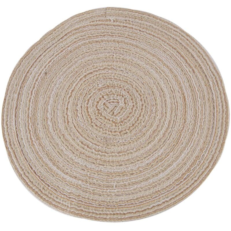 tapis d'isolation de la famille ramie mat rond tapis de table tapis de cuisine accessoires decoration tapis de la maison (beige)