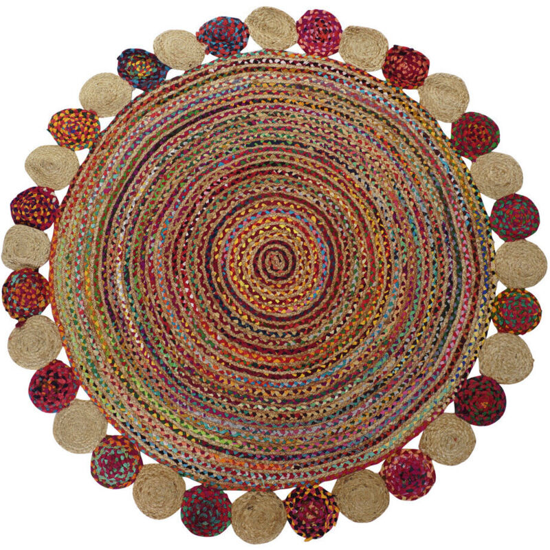 Tapis en jute Dkd Home Decor coton multicolore (160 x 160 x 1 cm)