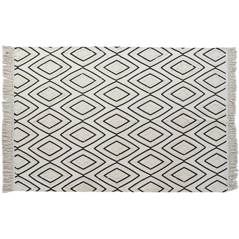 Dkd Home Decor - Tapis Coton 120X190X0,7 1000 Gsm Losanges Brodé