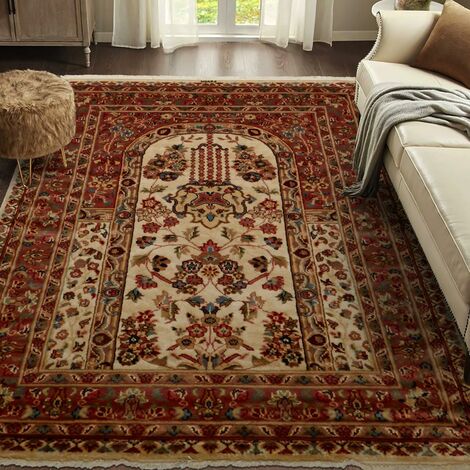 Tapis d'orient Fait main PRESTIGE JIHANGIR 73 1A2T Beige 125x130 en soie  Beige - 125x130