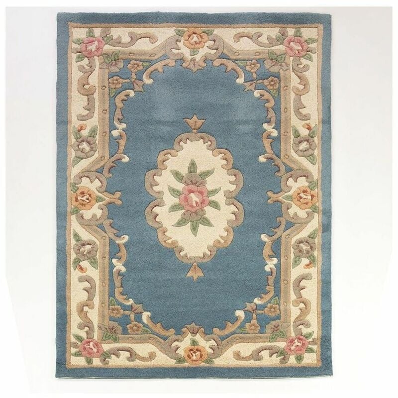 Flair Rugs - Tapis d'orient shaggy en laine Aubusson Bleu 75x150