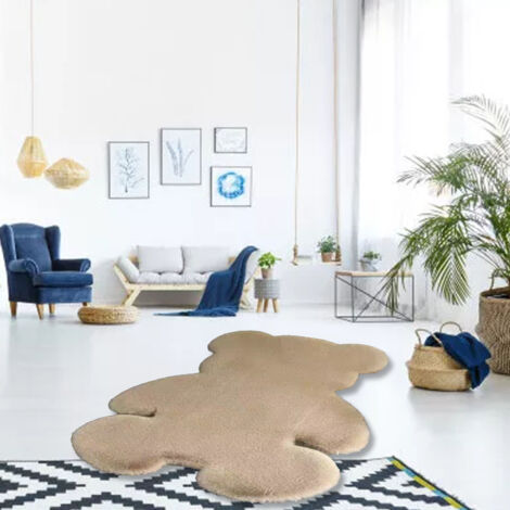 Tapis d'ours décoratif pour enfants et adolescents - Tapis moelleux en forme d'ours acrylique shaggy 45x60 cm couleur khaki
