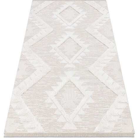 Tapis tissé effet laine blanc EFES 03