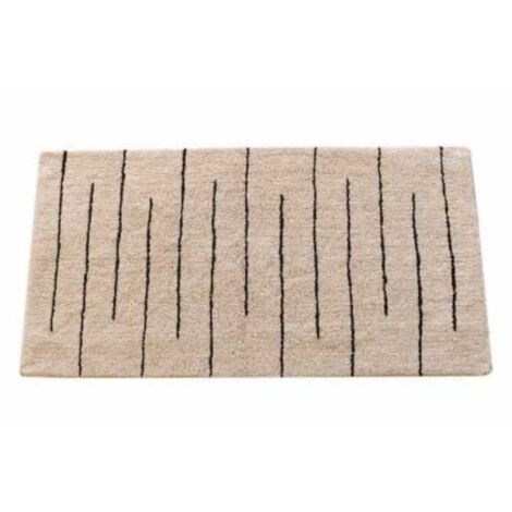 Tapis écru et motif noir style berbère 60 x 80cm