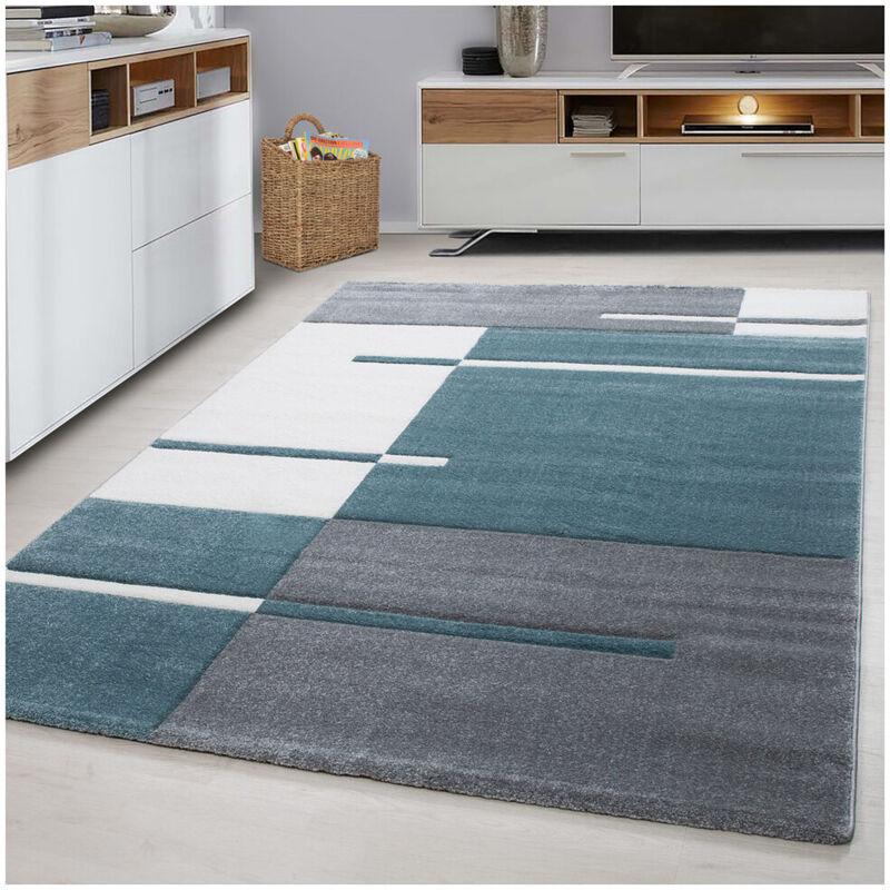 Allotapis - Tapis effet 3D design pour salon rectangle Nils Bleu 120x170
