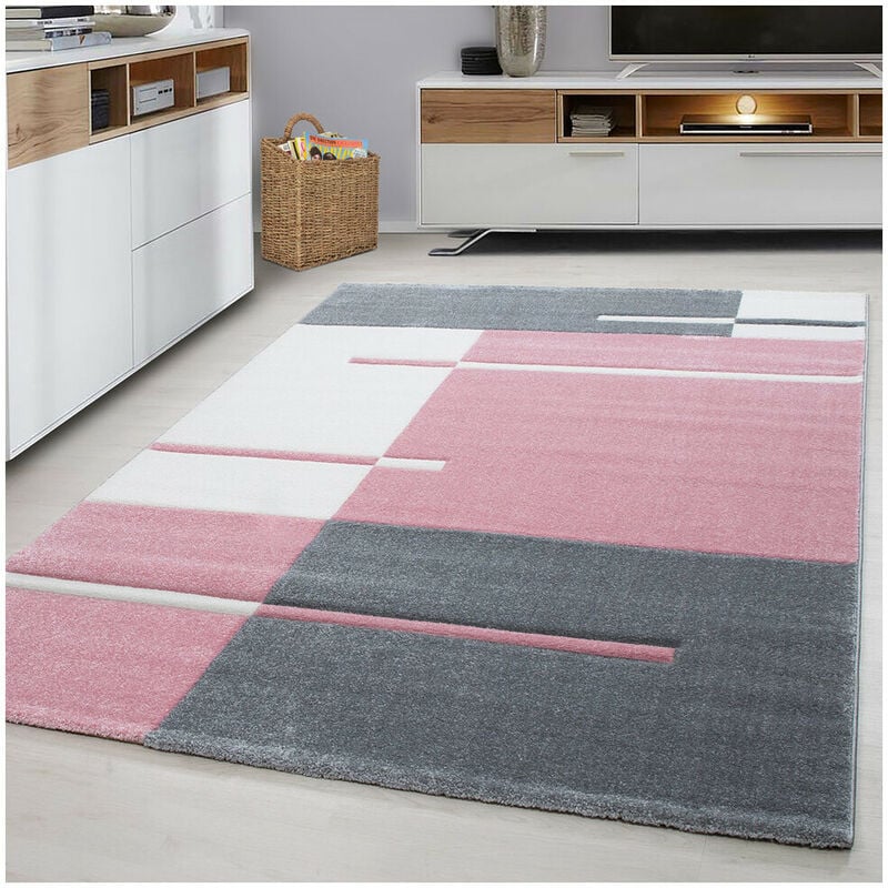 Allotapis - Tapis effet 3D design pour salon rectangle Nils Rose 80x150