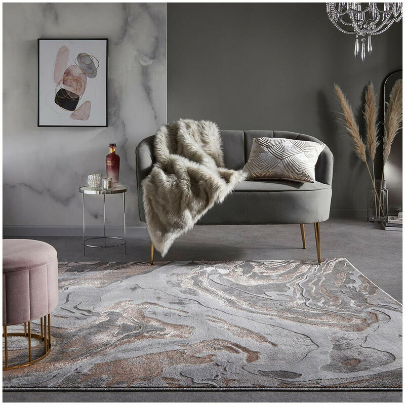 Flair Rugs - Tapis effet 3D pour salon Marbled Rose 120x170