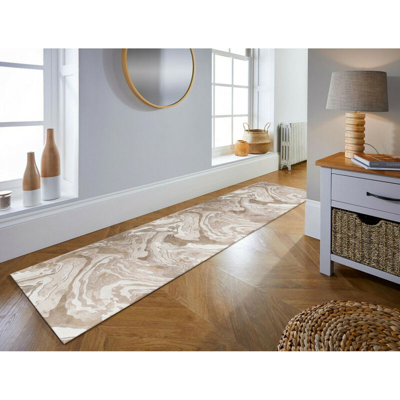 Flair Rugs - Tapis effet 3D pour salon Marbled Beige 80x300