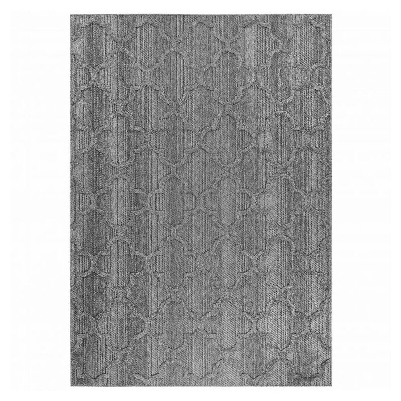 Tapis Salon Aspect Jute Boheme Relief Alhambra sobre et naturelle (Gris Naturel - 80x150cm)