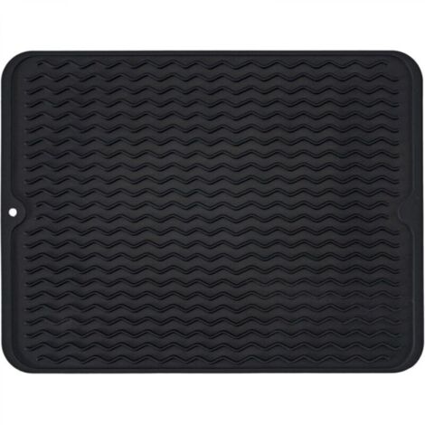 Tapis égouttoir à vaisselle en silicone, antidérapant, facile à nettoyer, gris