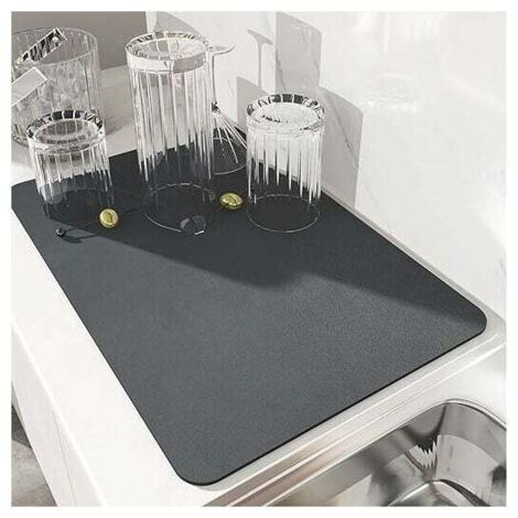 Tapis égouttoir à vaisselle, tapis égouttoir à vaisselle super absorbant, tapis d'évier de cuisine en nanofibres à séchage rapide, tapis d'égouttage lavable en machine pour la cuisine 40 x 30 cm (gris