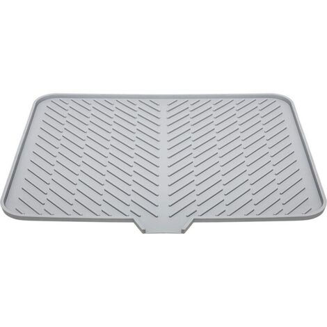 Tapis Égouttoir en Silicone, Grand Tapis de Séchage Vaisselle en Silicone, Tapis D'égouttage en Structure Rainurée, Antidérapant, Tapis Sechage Vaisselle pour Cuisine, Comptoir(58 x 43 CM)