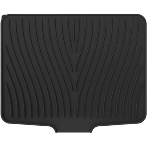Tapis égouttoir en silicone pour vaisselle et couverts, noir