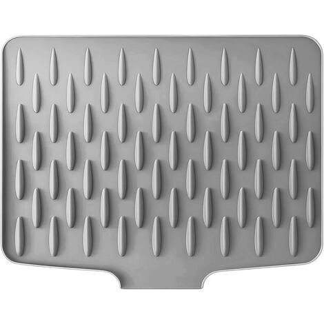Tapis Egouttoir Vaisselle, Gris Foncé Tapis Egouttoir Vaisselle Silicone, Dimensions 40 × 32,5 cm Silicone Dish Drying Mat, Convient pour L'Évier de Cuisine, Vaisselle, Fruits et Légumes
