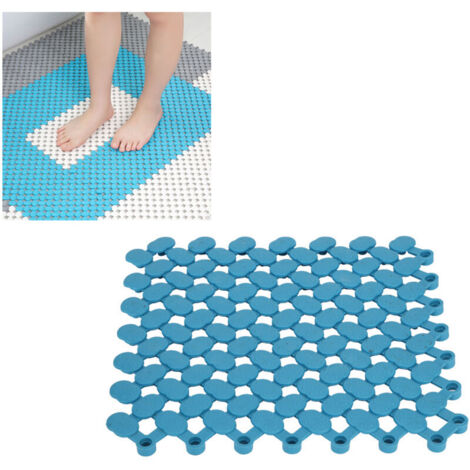 Tapis emboîtable antidérapant 20x20cm, 6 pièces, pour cuisine, salle de bain, douche, balcon, piscine (bleu)