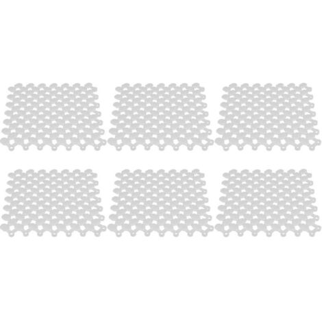 Tapis emboîtable antidérapant 20x20cm, 6 pièces, pour cuisine, salle de bain, douche, piscine, balcon (blanc)
