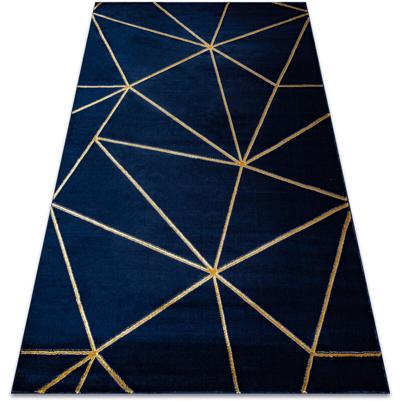 Tapis emerald exclusif 1013 glamour, élégant géométrique blu scuro / or blue 80x150 cm
