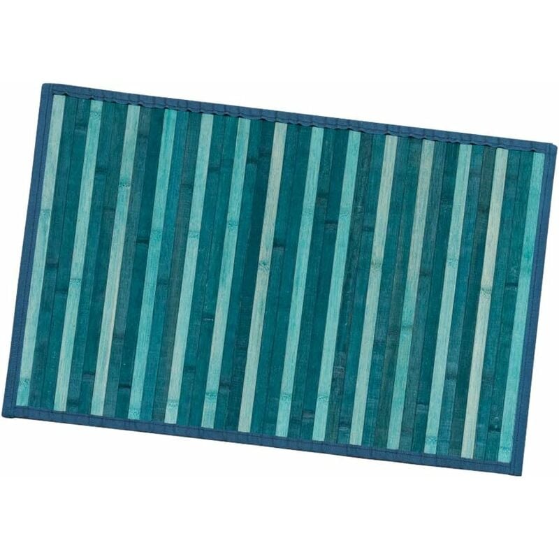 Emmevi Mv S.p.a. - Tapis en Bois de Bambou Cuisine Salle de Bain Chambre Anti-dérapant Petit Déjeuner Napperon Bleu - 50x175 cm