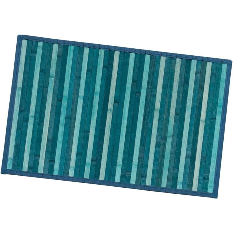 Emmevi Mv S.p.a. - Tapis en Bois de Bambou Cuisine Salle de Bain Chambre Anti-dérapant Petit Déjeuner Napperon Bleu - 50x95 cm