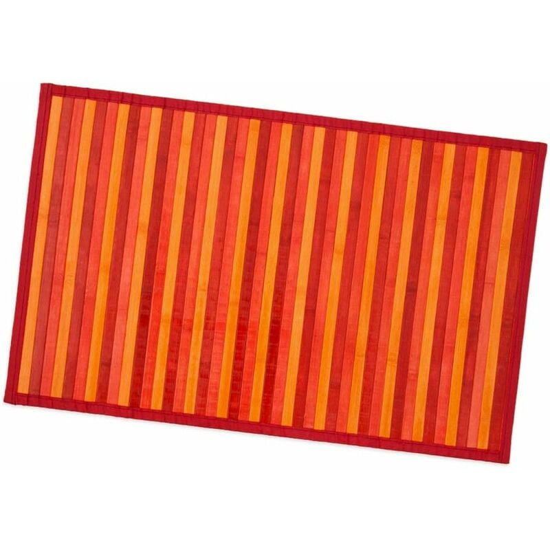Emmevi Mv S.p.a. - Tapis en Bois de Bambou Cuisine Salle de Bain Chambre Anti-dérapant Petit Déjeuner Napperon Rouge - 50x95 cm