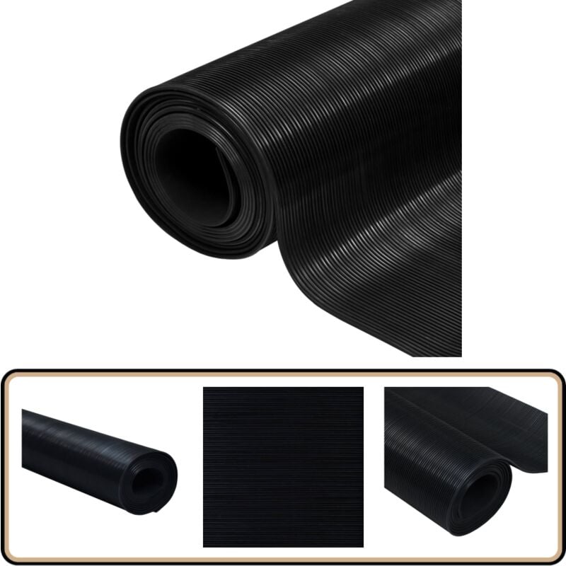 Vidaxl - Tapis en caoutchouc antidérapant 1,5x4 m 3 mm Nervure fine - Tapis Caoutchouc - Tapis Antidérapant - Tapis Sol - Revêtement Sol - Protection