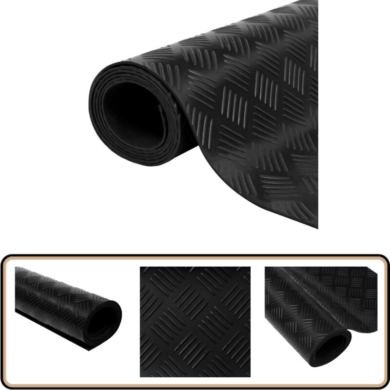 Tapis en caoutchouc antidérapant 2 x 1 m modèle strié - Tappeto En Caoutchouc - Tapis Antidérapant - Tapis Noir - Tapis Industriel - Tapis Pour