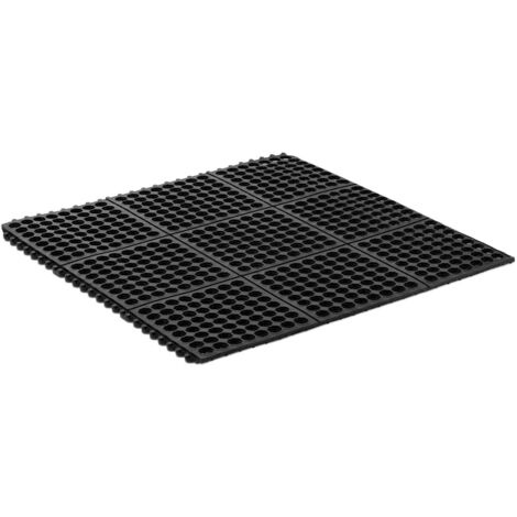 Tapis en caoutchouc Tapis annelé Tapis ergonomique Tapis antifatigue - Noir