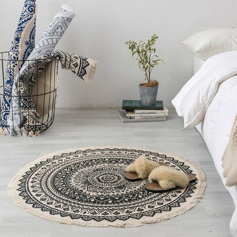 Tapis rond imprimé mandala d. 120 cm terracotta