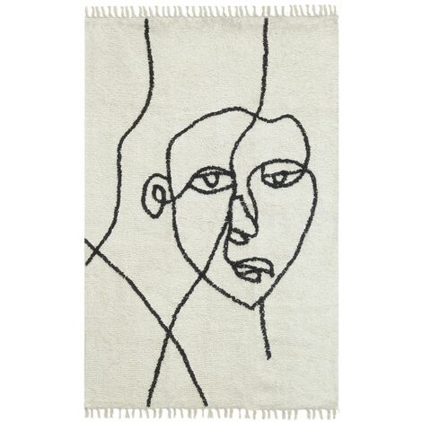 Tapis en coton Visage abstrait 180 x 120 cm - Noir