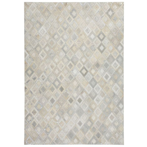 Tapis en Cuir Effet Métallique "Spark" Gris & Argent 160 x 230 cm
