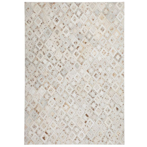 Tapis en Cuir Effet Métallique "Spark" Ivoire & Chrome 160 x 230 cm