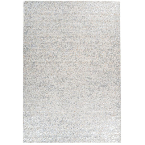 Tapis en Cuir Fait Main "Finish" Blanc & Argent 120 x 170 cm