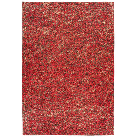 Tapis en Cuir Fait Main "Finish" Rouge & Or 120 x 170 cm